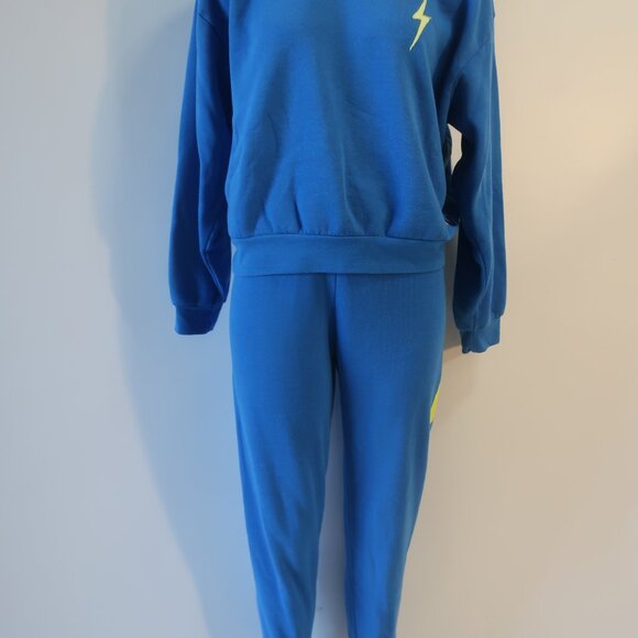 Womens Aviator Nation Blue "Thunder Bolt" 2Pc Sweatshirt/Jogger Sweatpants XS - Picture 2 of 9